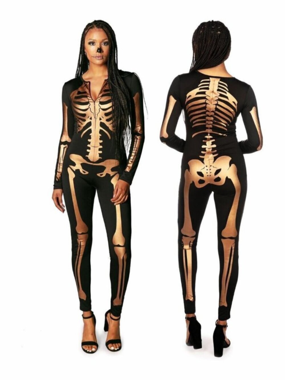 Tipsy Elves Gold Skeleton Bodysuit Women's Size Medium NEW